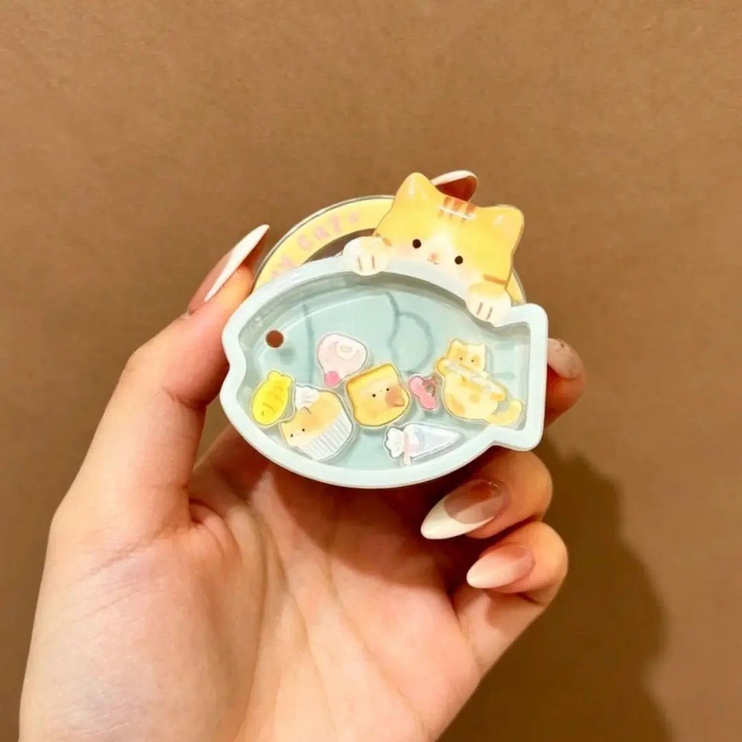Ins New Cat Eating Fish Cute Magnetic Phone Holder Grip Tok Griptok For Magsafe iPhone 18 MacSafe Ring Finger Expanding Stand