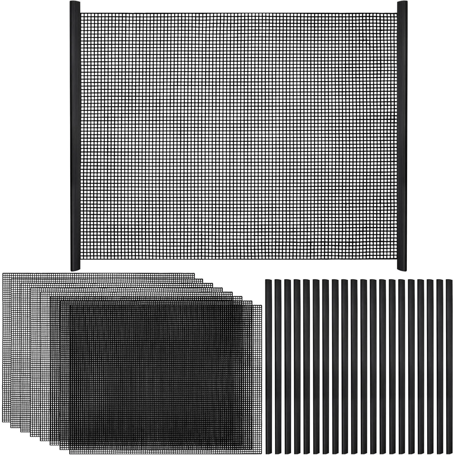 8Pcs Plastic Mesh Canvas Sheets Aquarium Fish Tank Divider Grid Separator with 20 Pcs Binding Sliding Bars for Embroidery Crochet Projects