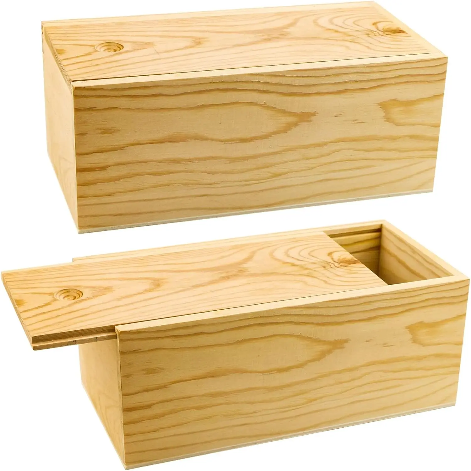 2 Pack Unfinished  Storage Box with Slide Lid,Blank   Case Container for Christmas,Wedding,Party,  Box,DIY Craft,Hobbies, Storage(7.87" x 3.94" x 3.15")