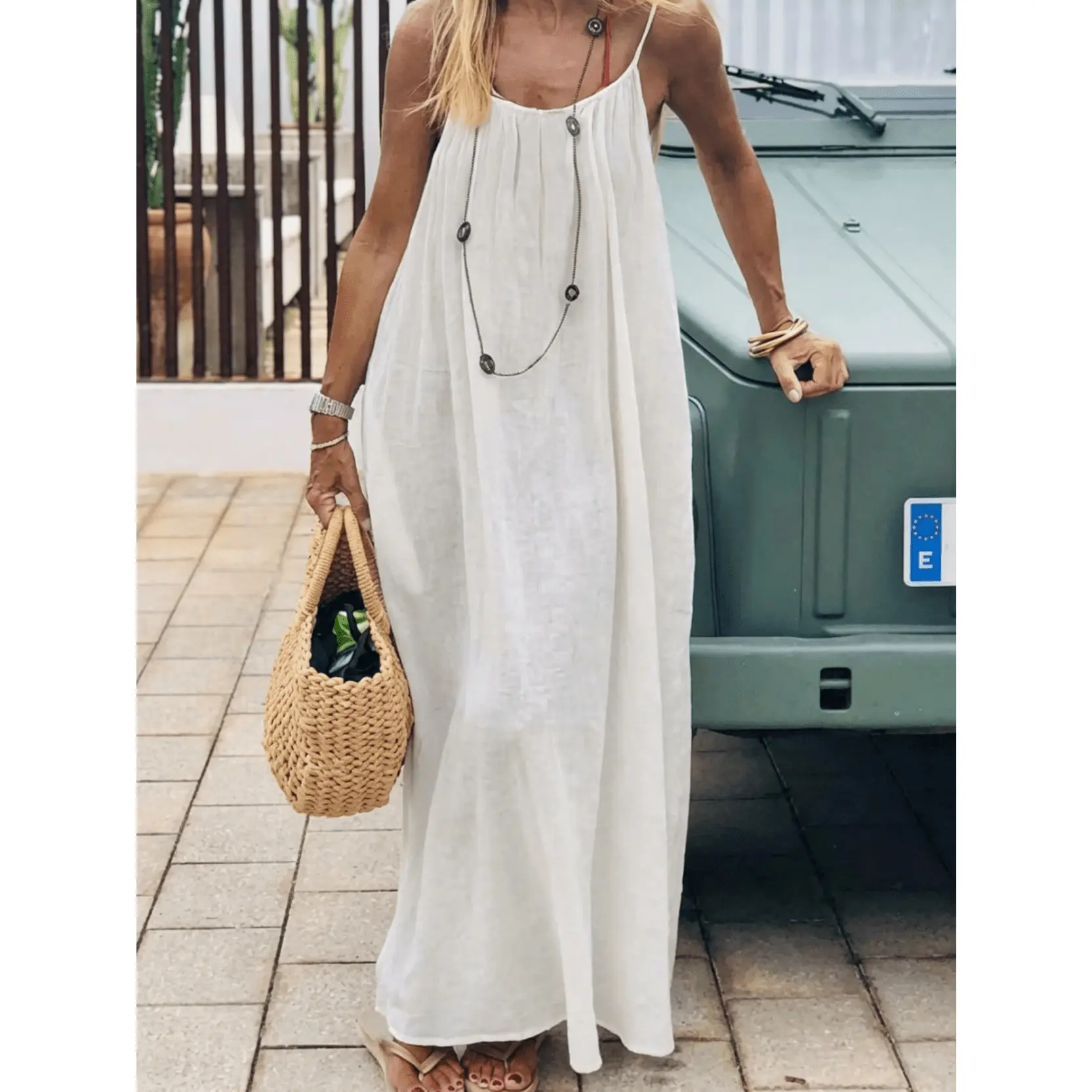 Women’s Backless Cami Maxi Dress Tie Back Sleeveless Solid Color Lounge Sundress Casual Summer Beach Vacation House Dress