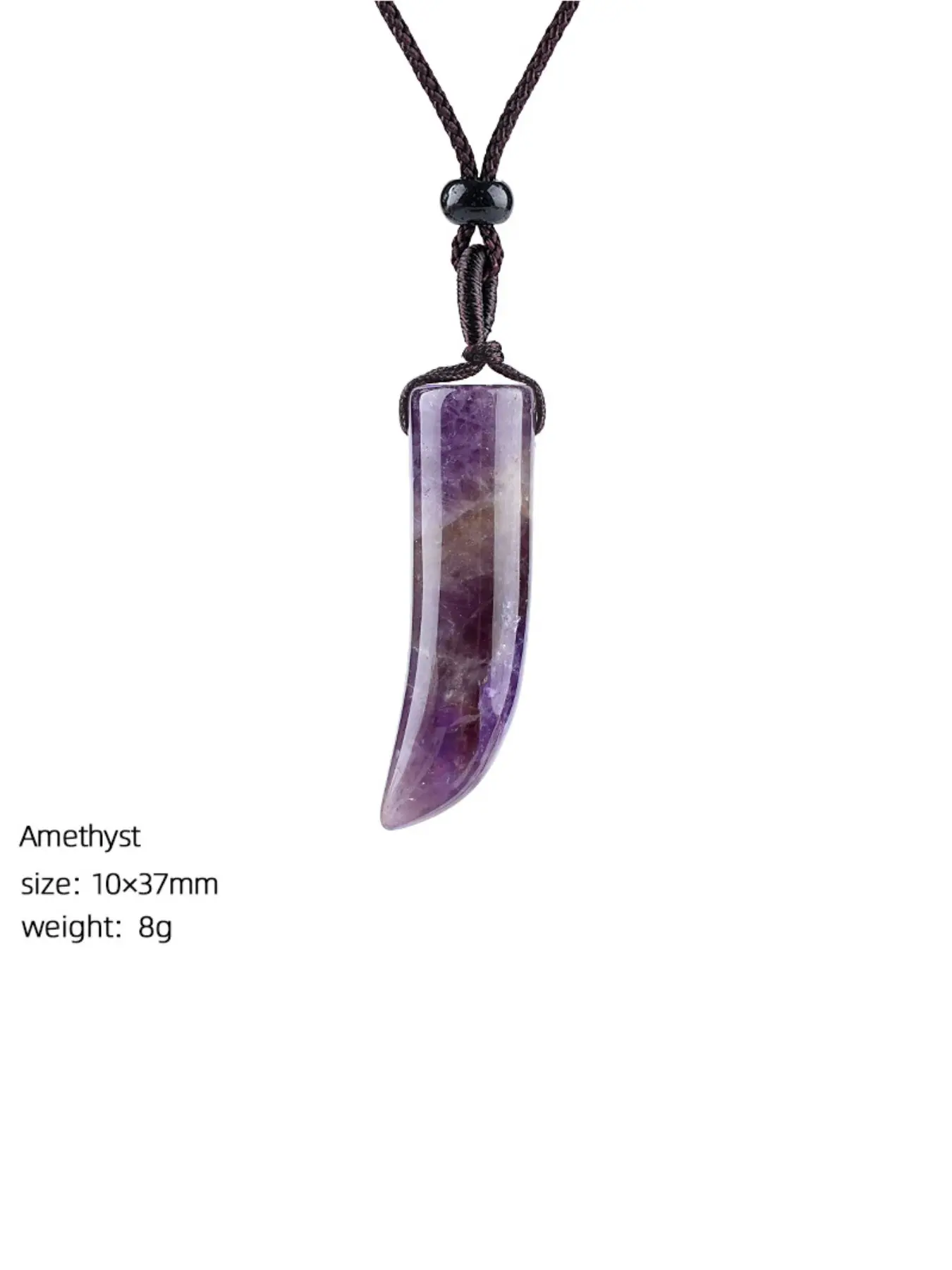 Natural Crystal Bull Horn Pendant Necklace, Unisex Vintage Braided Adjustable Half Gemstone Chili Necklace, Jade Agate Gift, Multiple Options, Aesthetic Design, Jewelry