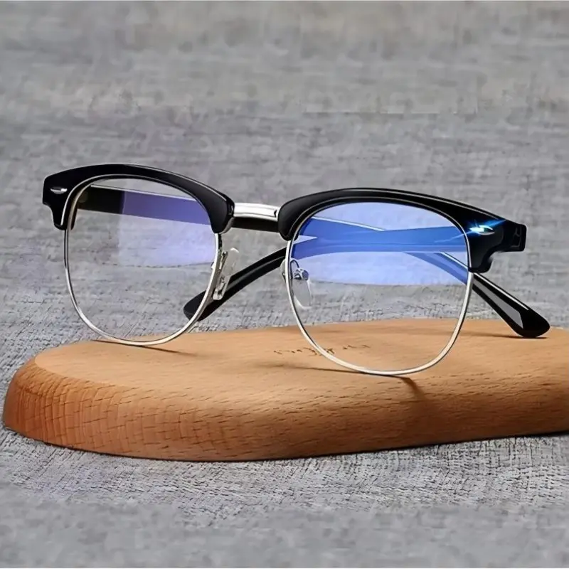 Unisex Half-Frame Reading Glasses, Blue Light Blocking Lenses, Reduce Eye Fatigue, Fashionable for Office & Home Use, Long Screen Time Comfort