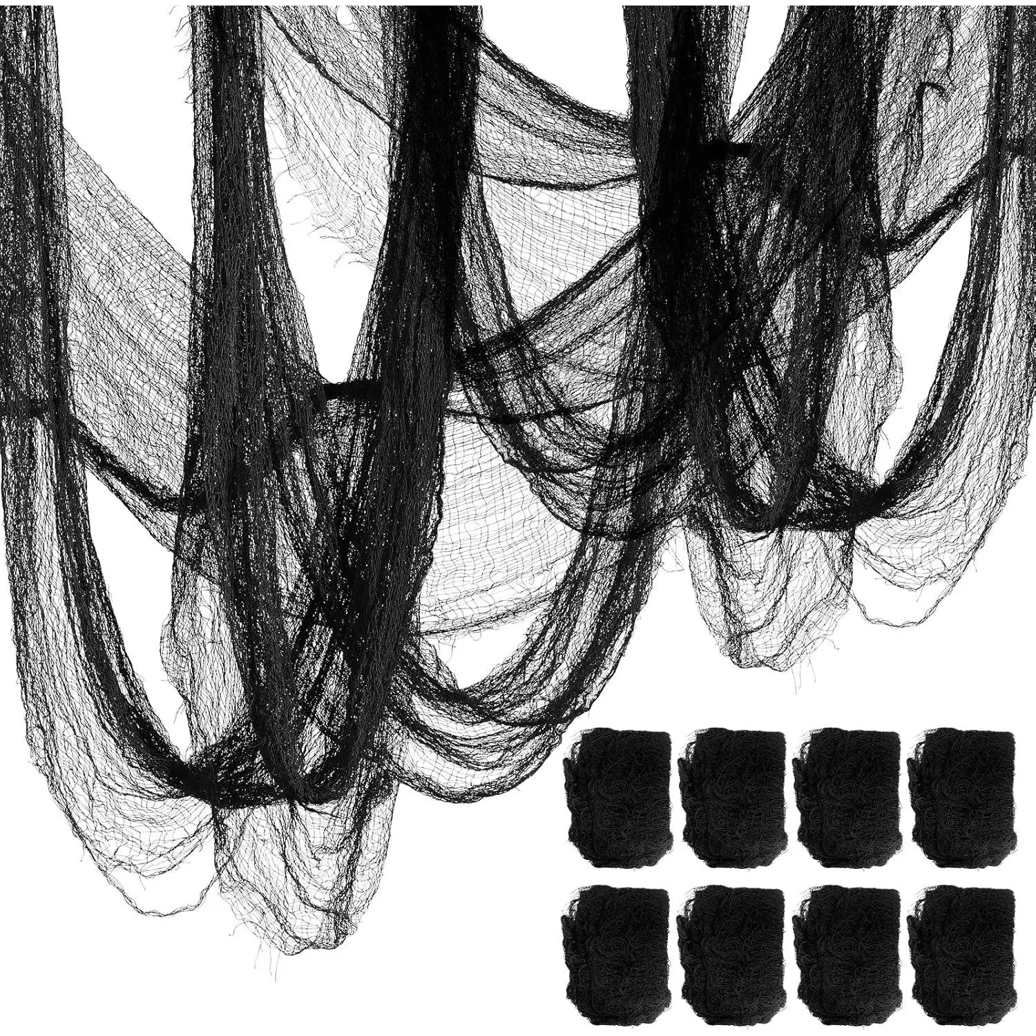 8 Pack Halloween Black Gauze Wall Decor,Outdoor Halloween Fake Spider Web Decorations Webbing,Cobwebs Mesh Spooky Fabric,30X72 in Black Cheesecloth for Haunted House Indoor Creepy Cloth Backdropfidget toys
