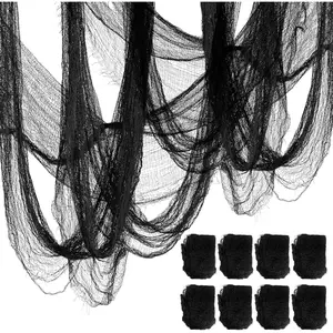 8 Pack Halloween Black Gauze Wall Decor,Outdoor Halloween Fake Spider Web Decorations Webbing,Cobwebs Mesh Spooky Fabric,30X72 in Black Cheesecloth for Haunted House Indoor Creepy Cloth Backdropfidget toys
