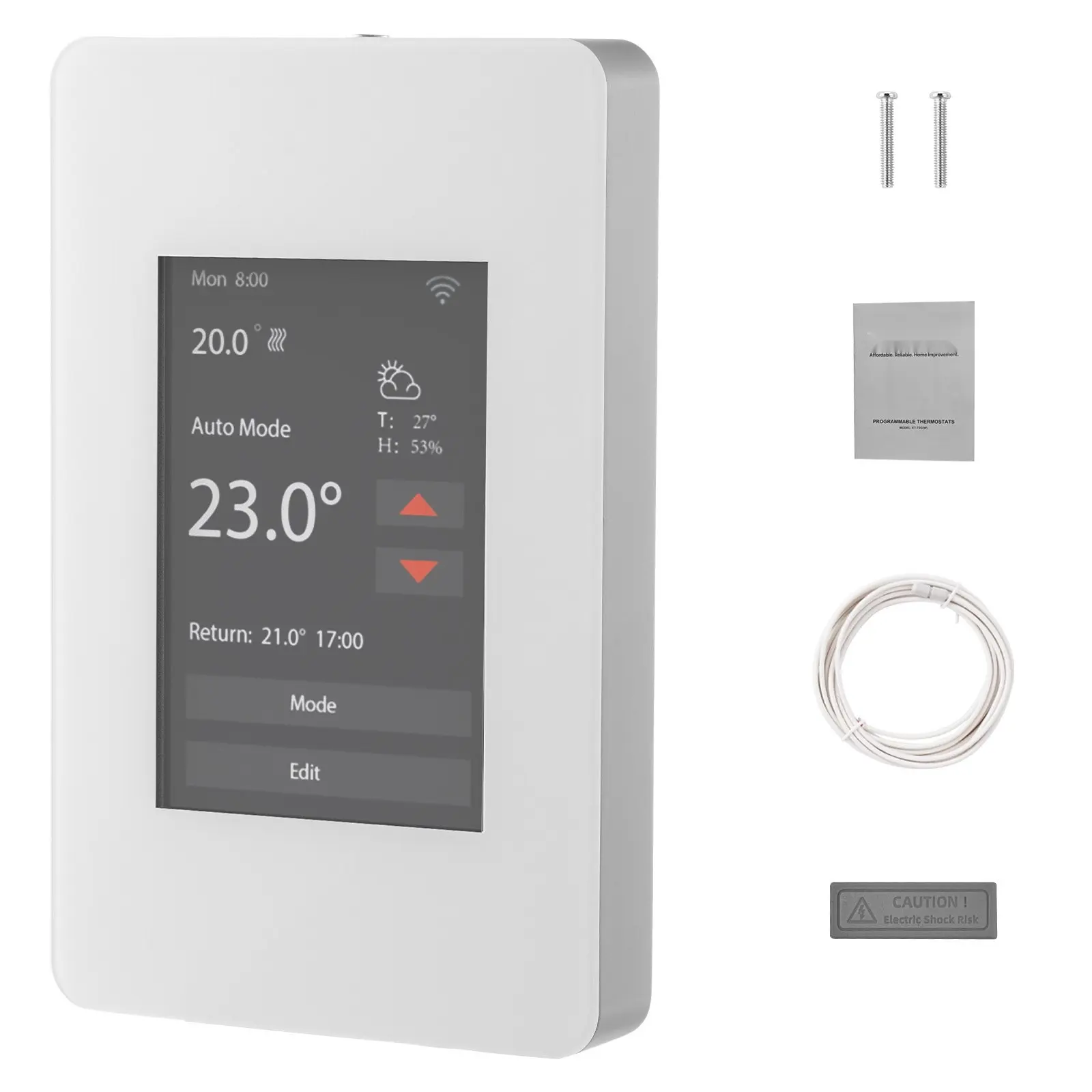 7 Day Programmable Thermostat for Underfloor Heating Pump with TFT Display, Digital Temperature Controller, Energy Efficient Floor Heating Scheduler, 24/7 Operation, Easy Installation, Compatible with Radiant Floor Heating Systems