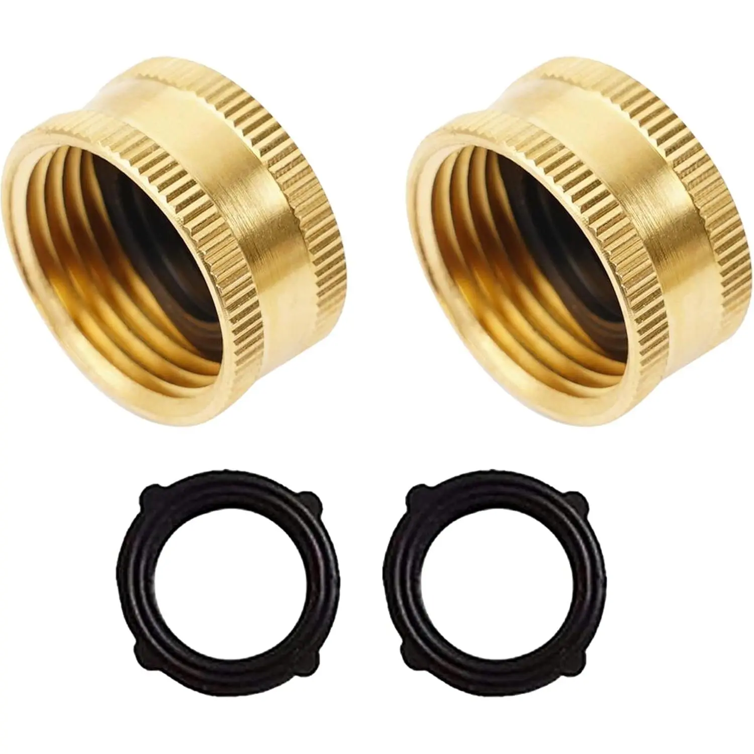 Brass Garden Hose End Caps (2-Count) - 3/4" Female Thread Cap with Rubber Ring, No-Leak Design for Convenience & Durability
