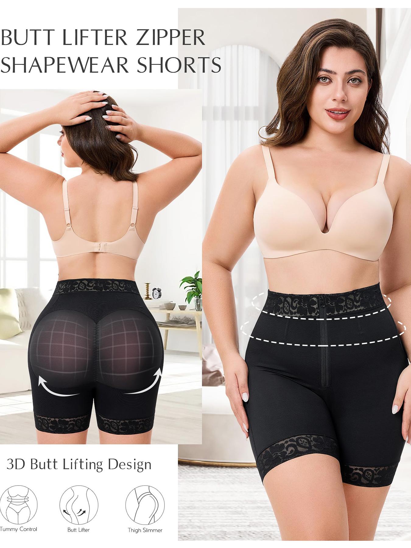 Women's High Waist Lace Trim Shapewear Shorts, Tummy Control Butt Lifting Shapewear Bottoms, High Stretch Shaper for Daily Wear