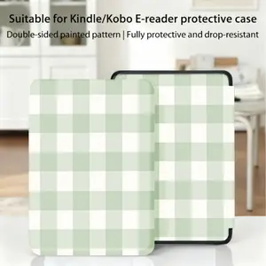 for Kindle/kobo/Tolino Case Green And White Checkered Pattern for New Kindle 11Th 2019, for Kindle 11th Generation Case for Kindle 11Th (2022/2024), 6-Inch, 7-Inch Kindle Paperwhite 12Th Generation 2024 Vision Color (2024) /Vision 6 (2021）/Shine Color (20