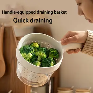 Handheld Kitchen Drainer Basket, Multi-Layer Fruit Washer, Hanging Plastic Vegetable Bowl, Creative Fruit Tray, Ideal for Berries, Tomatoes, Grapes