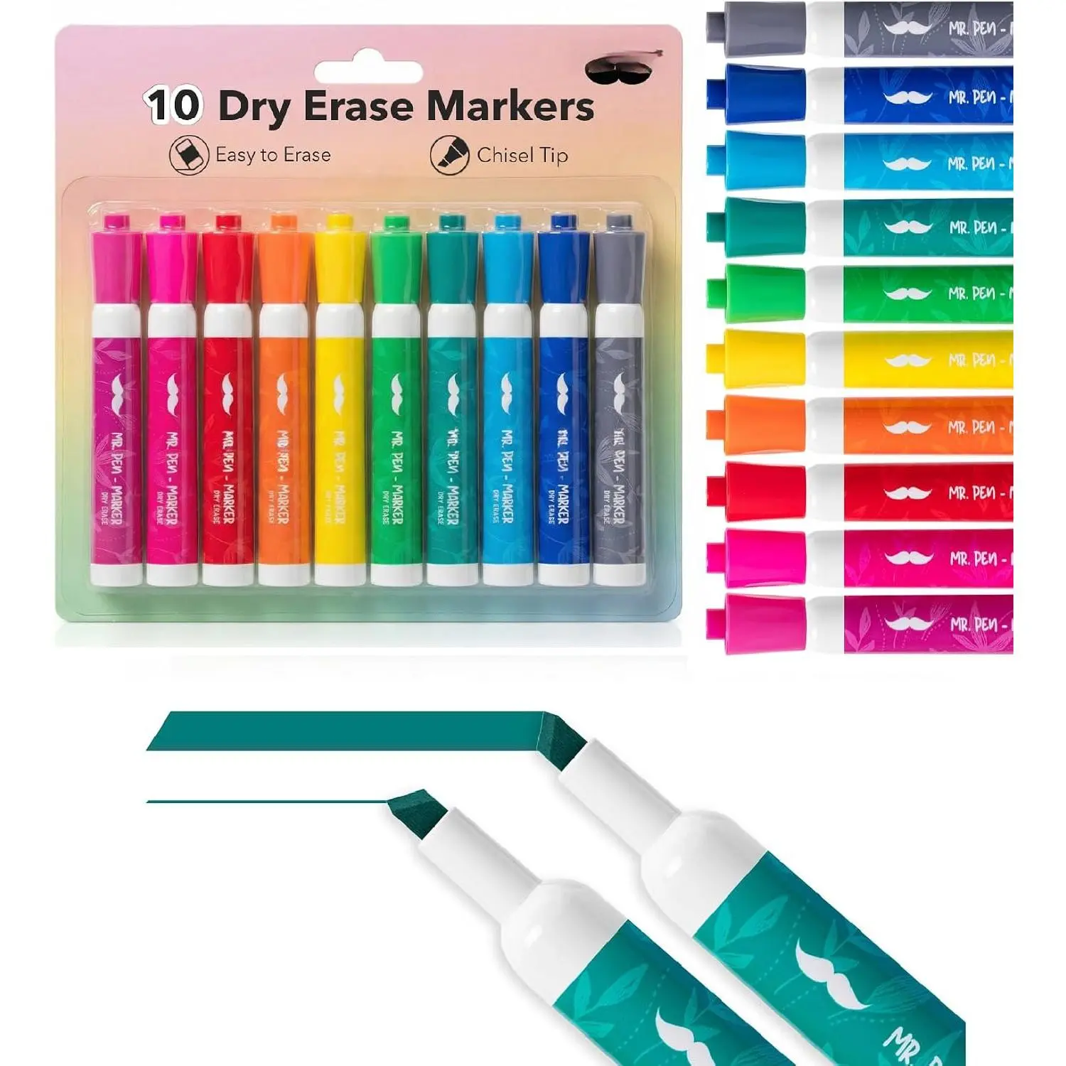- Dry Erase Markers, 10 Pack,  Colors, Low Odor Ink | Chisel Tip, White Board Markers Dry Erase, Ideal for Classroom,  to School Supplies, Teachers, Office, Whiteboard &