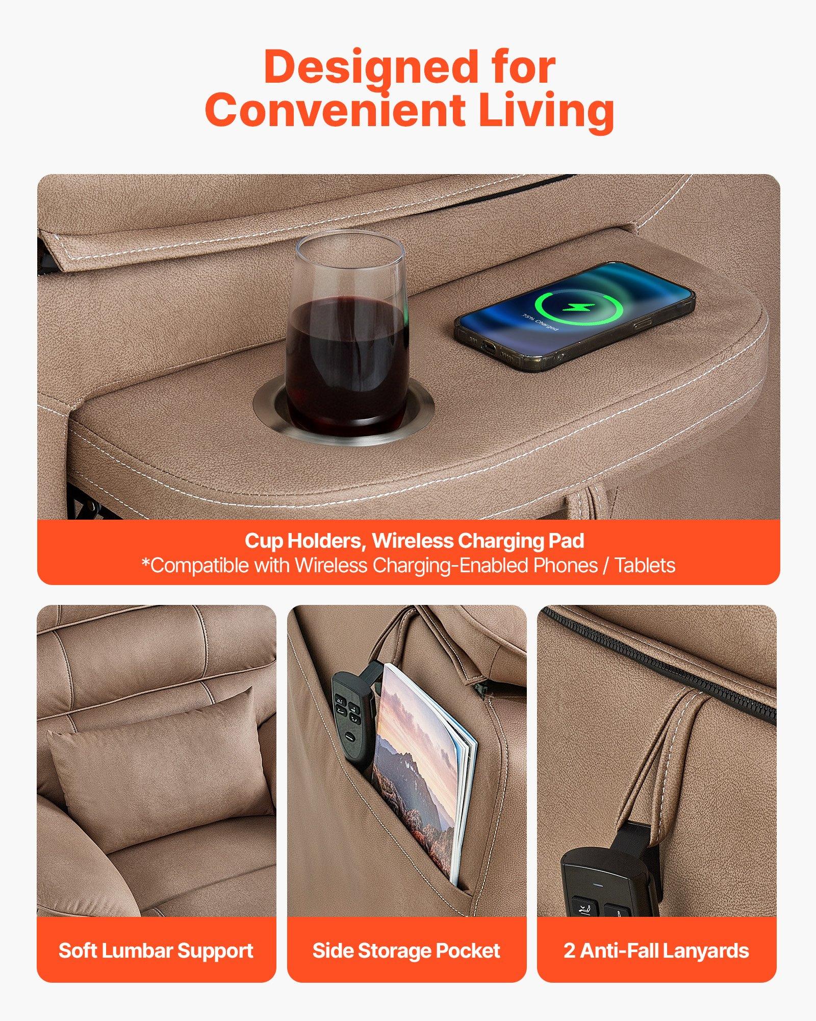 VEVOR Power Lift Recliner Chair, Dual Motor, Medium Wide Electric Lift Chair with Heat and Massage for Elderly, Infinite Position Adjustment, Leather Surface, with Storage Pocket, Cup Holder, Brown VEVOR Power Lift Recliner Chair, Dual Motor, Medium Wide Electric Lift Chair with Heat and Massage for Elderly, Infinite Position Adjustment, Leather Surface, with Storage Pocket, Cup Holder, Brown