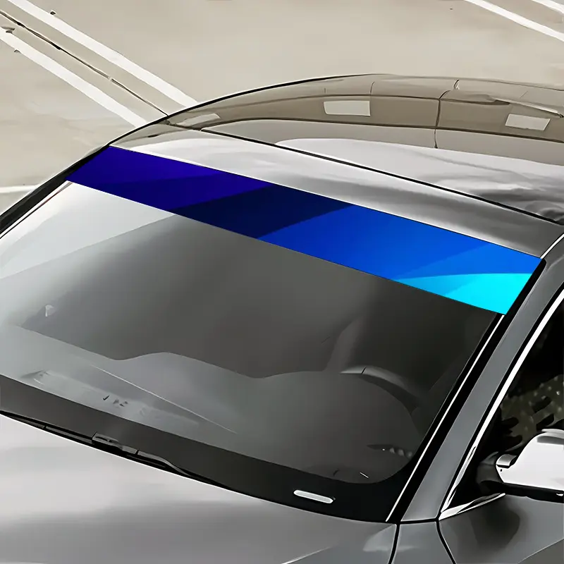 1pc, Blue Gradient Car Windshield Sticker, Durable Weather-Resistant Self-Adhesive Automotive Accessory, Vinyl Decal, Suitable for Car Windshields, Trucks, Motorcycles, Boats, Sun Protection, Rear Window Sticker, Enhances Car Appearance