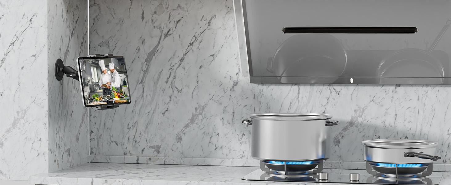 OHLPRO Tablet Wall Mount, iPad Holder Wall with Adhesive Base 360° Rotatable Tablet Holder No Drill Mobile Phone Wall Mount for 5-13 Inch iPad Galaxy Tab eReader Smartphone Universal Car Windscreen