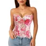 JASGOOD Corset Top for Women Sexy Textured Sheer Floral Lace Bustier Cincher Lace up Corset Halloween Overbust Top Womenswear Polyester