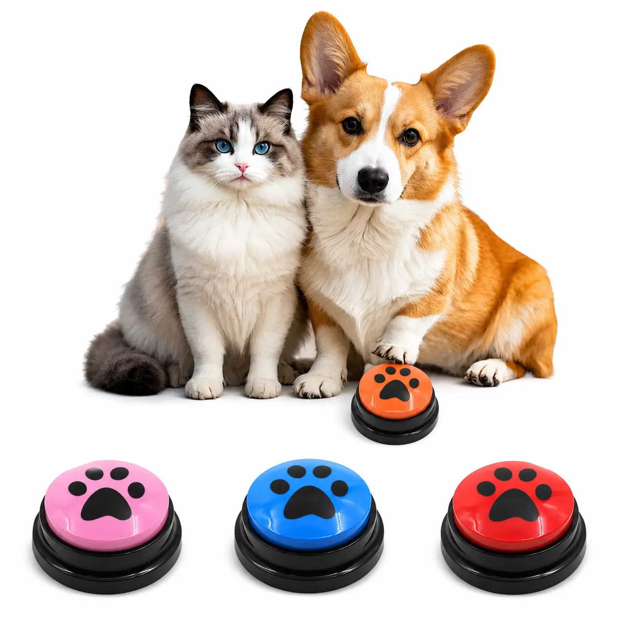 Set of 4 Dog Buttons for Communication, Voice Recordable Buttons for Classroom, Dog Training Talking Buttons Starter Set, Pet Easy Speaking Buttons Tools