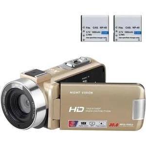 Video Camera Camcorder Digital Camera Recorder  1080P 30FPS 30MP 3.0 Inch 270  LCD 18X Digital Zoom with 16GB Card and 2