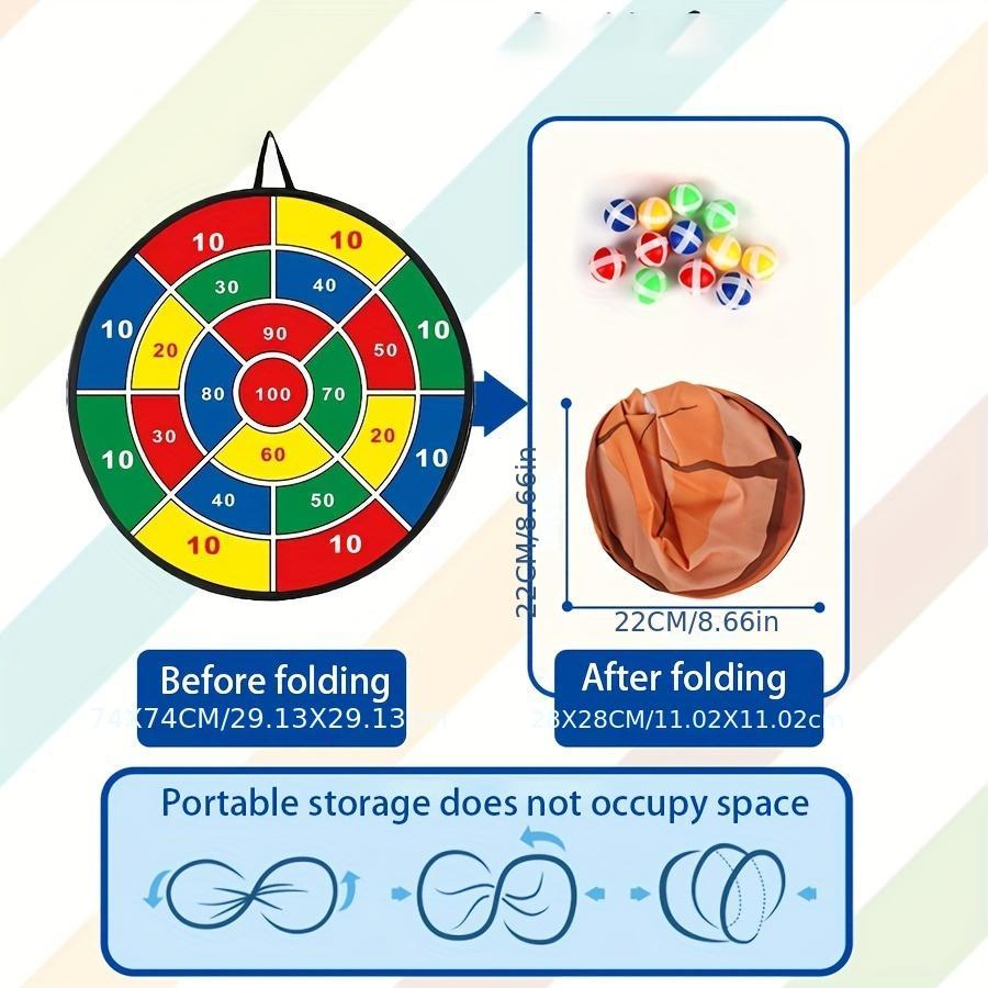 Random-Color Sticky Ball Dart Board Set with 12pcs Small Balls (1 Set), Indoor Sports Dart Board Toy, Parent–Child Interactive Toy Sports Game, Darts Board