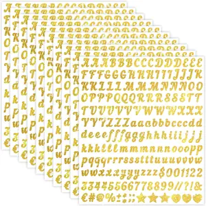 2000Pcs Letter Stickers Glitter Alphabet Stickers 0.5Inch Self Adhesive Waterproof Vinyl Small Letters for Graduation Cap Water Bottles Mailbox Number Scrapbooking Journal Home Decor(10,Gold,0.5Inch)