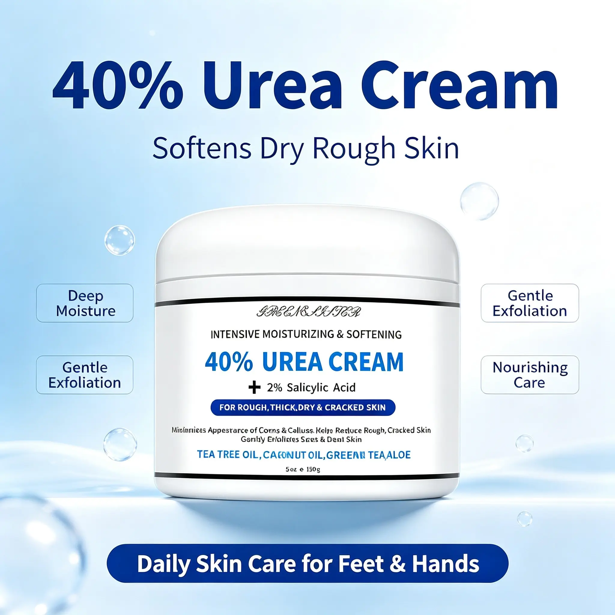 Body Lotion with 2% Salicylic Acid & 40% Urea, Deep Moisturizing Cream for Hands, Feet, Elbows, Softens Rough Dry Skin, Daily Body Care