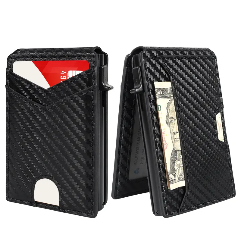 Techwear Cyberpunk Aesthetic Textured Pop Up Credit Card Holder For Men Minimalist Slim Bifold Wallet Large Capacity Cash Slot For Urban Commute Office Business Everyday Carry Travel Essential Gift
