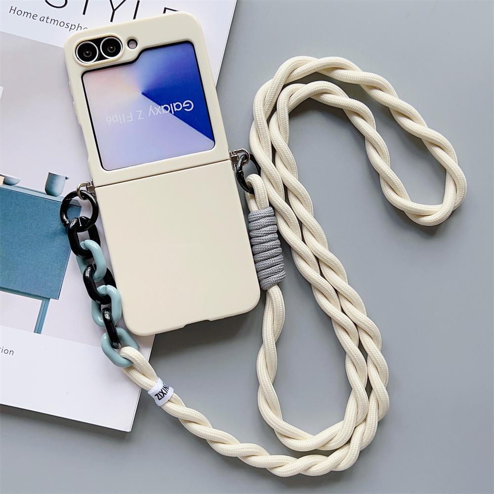 for Samsung Galaxy Z Flip 7 FE 6 5 4 3 Zflip6 Z Flip5 Flip4 Crossbody Lanyard Candy Color Fold Phone Case Shockproof Soft Cover