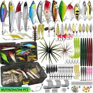 85/119/241/244pcs Fishing Lure Set with Storage Box, Suitable for Saltwater and Freshwater, Complete Fishing Gear Kit