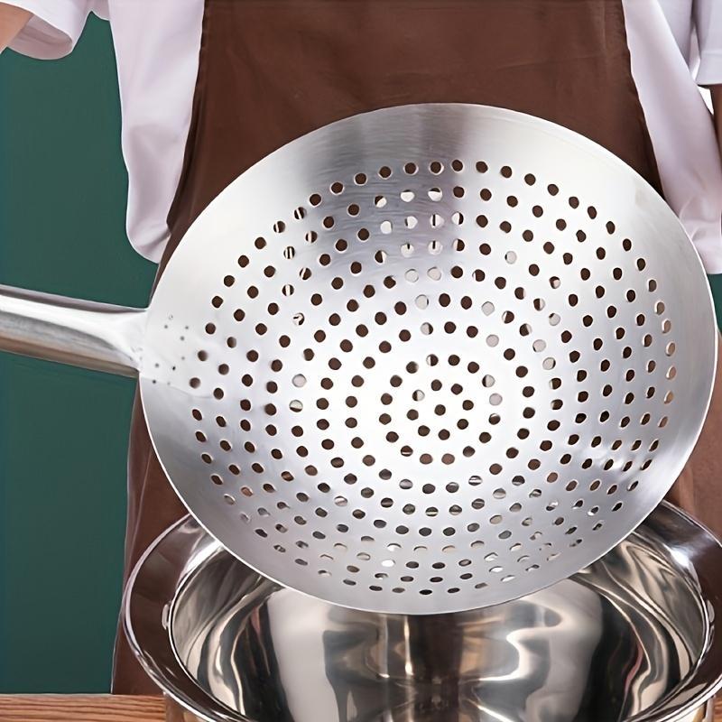 Stainless Steel Skimmer Scoop - Multipurpose Kitchen Strainer for Deep Frying, Oil Skimming, and Lo Mein Cooking - Durable Chef'S Tool for Home and Commercial Use