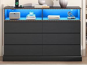 LED Dresser with Charging Station Black Modern Chest Drawers Wood Cabinet Chest LED Dresser with Charging Station Black Modern Chest Drawers Wood Cabinet Chest