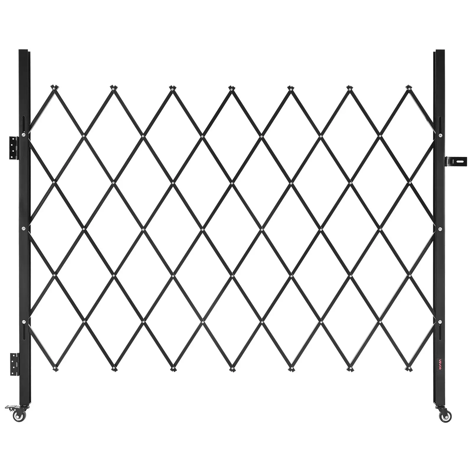 【toolupgrade】VEVOR Single Folding Security Gate, Lockable Scissor Gate with 360 Swivel Casters, Outdoor Barricade Steel Retractable Gates, for Entry Security, Garage, Warehouse Pool, 70.87x 63.39 in (Wx H)