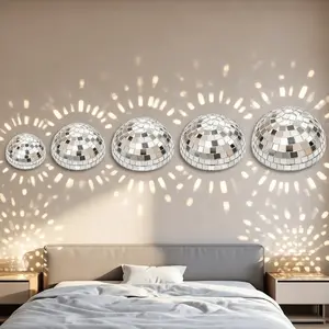 10 Silver Color Half Mirror Disco Balls Set, Multi-Size Reflective Disco Hemispheres for Decoration, DIY Wall Decor, Parties, Weddings, Home Bars, Photo Props