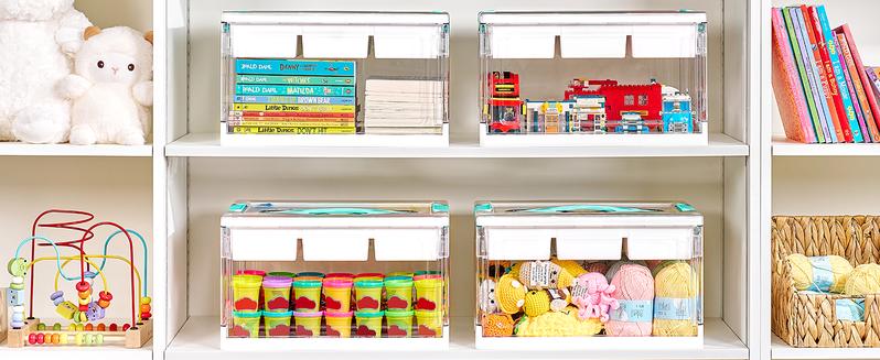 2 Pack  Clear Plastic Craft Organizers and Storage Box with Removable Trays and Dividers, Art Supply Organizers and Storage, Ideal Containers for Coloring Books, Toys, Craft Supplies, Medicine, New Year Gift