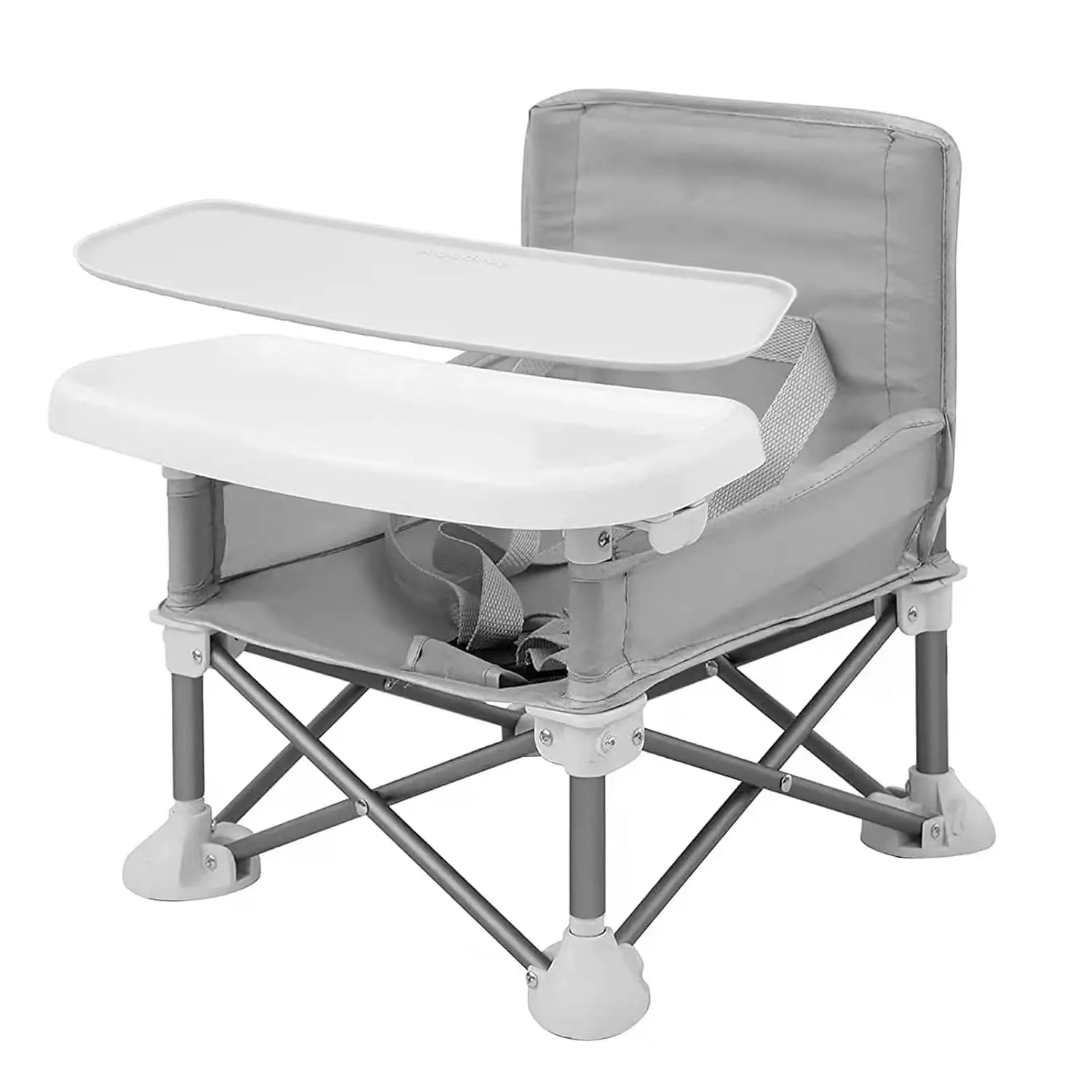 Portable Baby Seat Travel |   Compact Fold with Straps  Indoor/Outdoor Use |   Great  Camping, Beach, Lawn | Toddlers, Kids, Boys, Girls (Grey with Placemat)