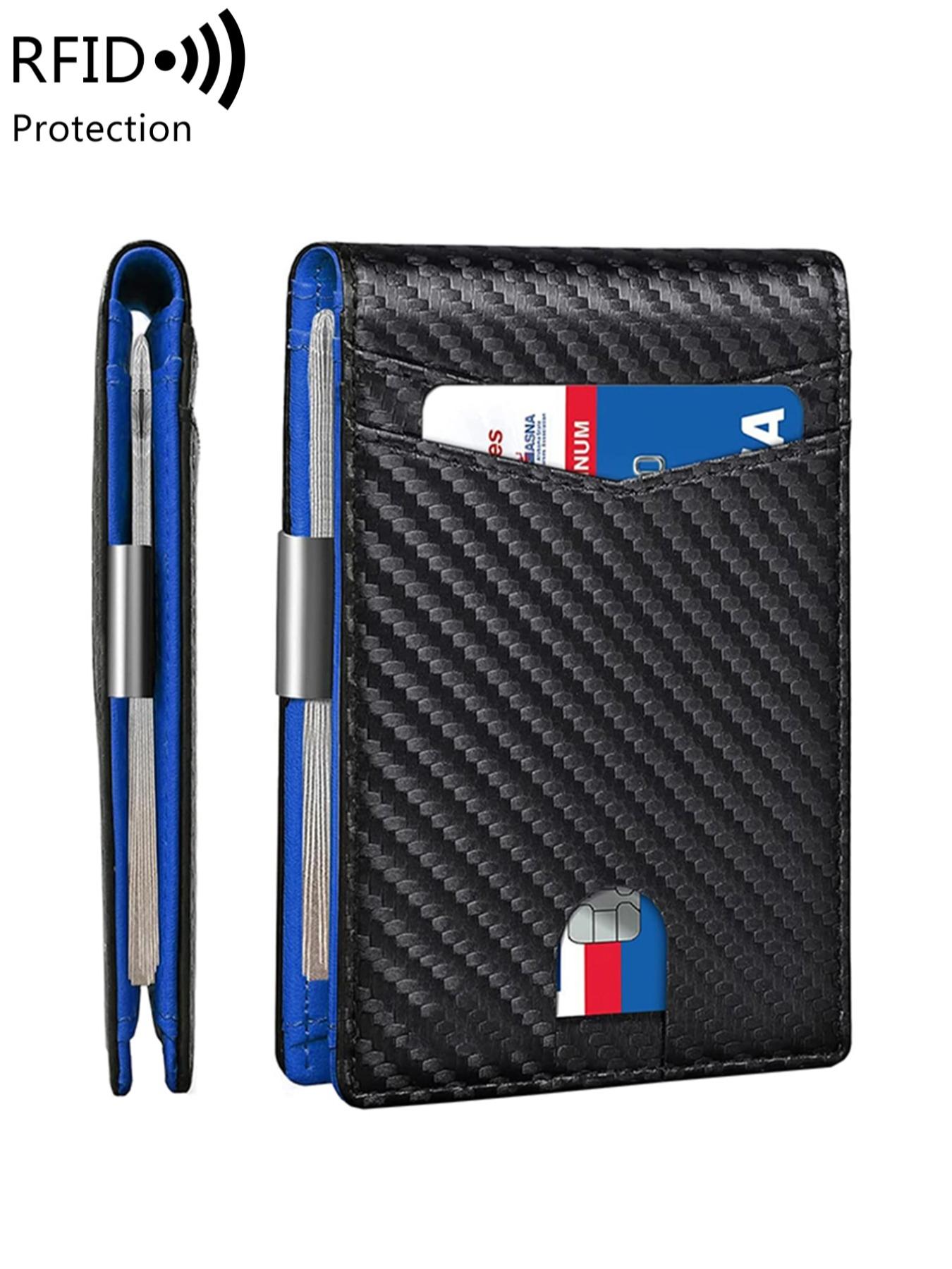 Minimalist Multi Functional Thin, Multiple Card Slot Card Holder, RFID Blocking Stylish Bi-fold Pu Leather Wallet, Ideal Gift for Men, Rfid Blocking Wallets