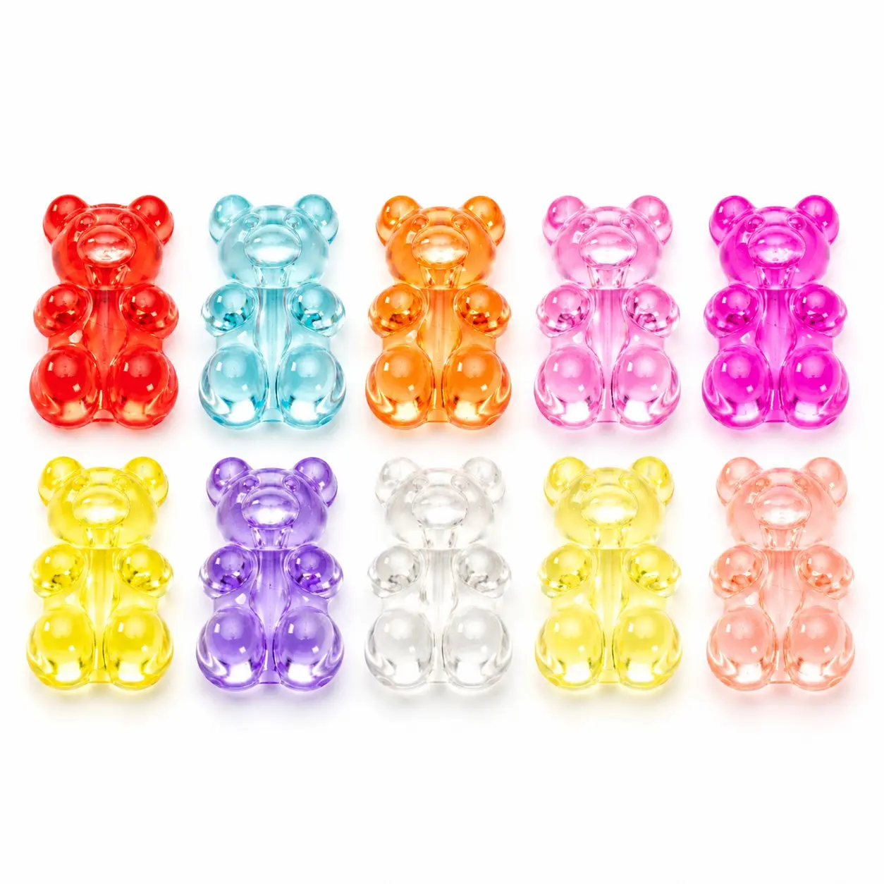 10pcs Transparent Candy Color Bear Beads, Macaron Acrylic Beads for DIY Bracelets, Necklaces, Hair Accessories, Craft Supplies