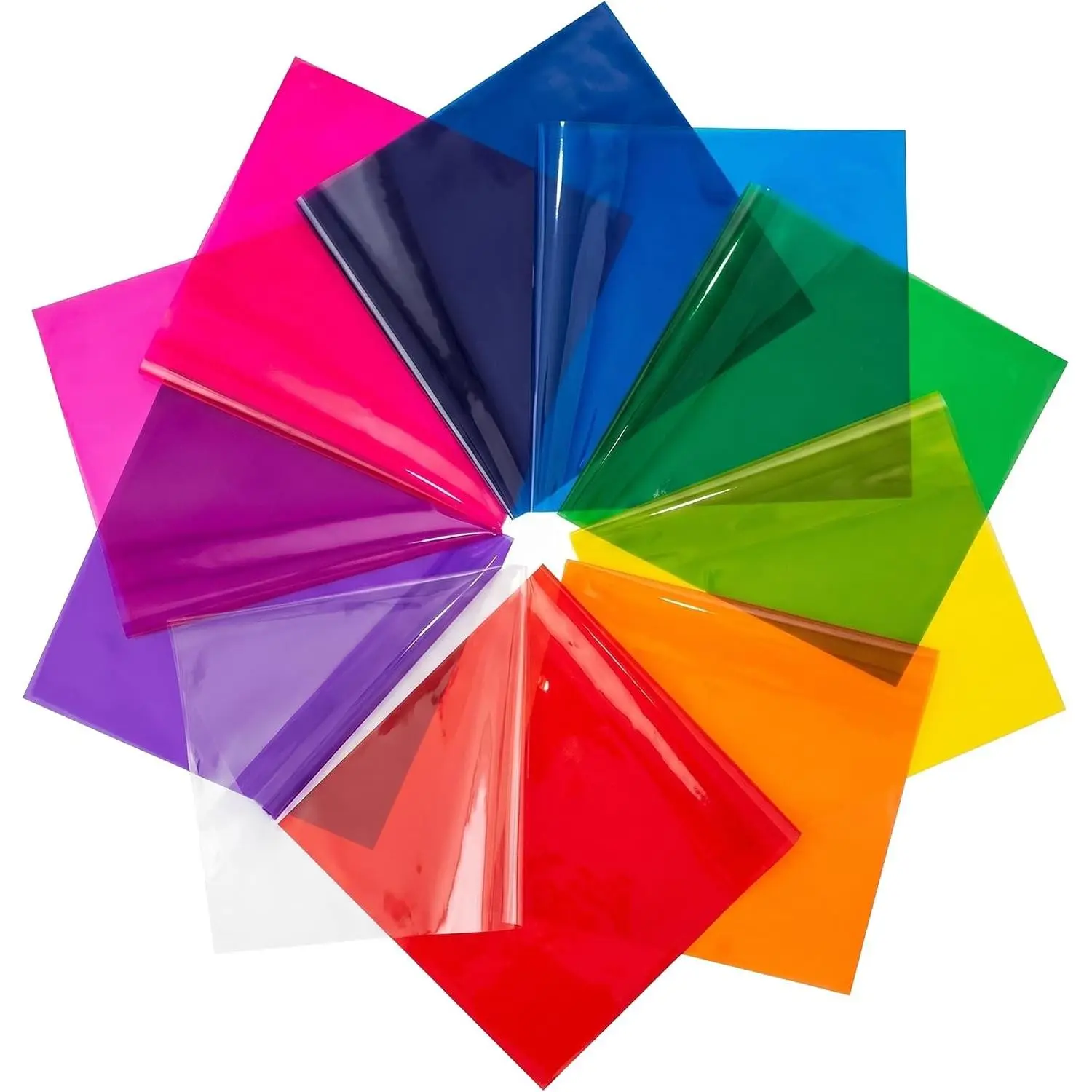 Colored Cellophane Sheets 210-Pack (8 x 8 in) - Cellophane Paper | 10 Colors Assorted Value Pack - Colored Plastic Sheets - Transparent Colored Paper - Crafts & Gift Wrapping