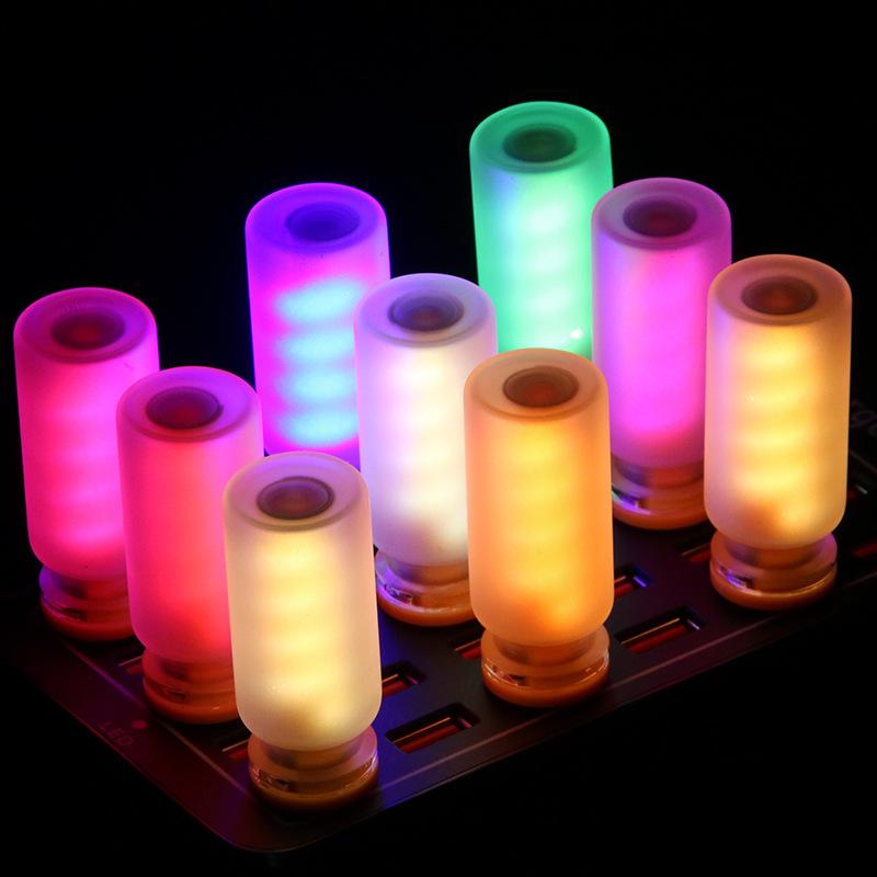 1 USB small night light touch color LED night light in the car ambient light Edison bulb incandescent ceramic light sanding touch bedside sleeping light portable multi-color LED ambient light that lights up