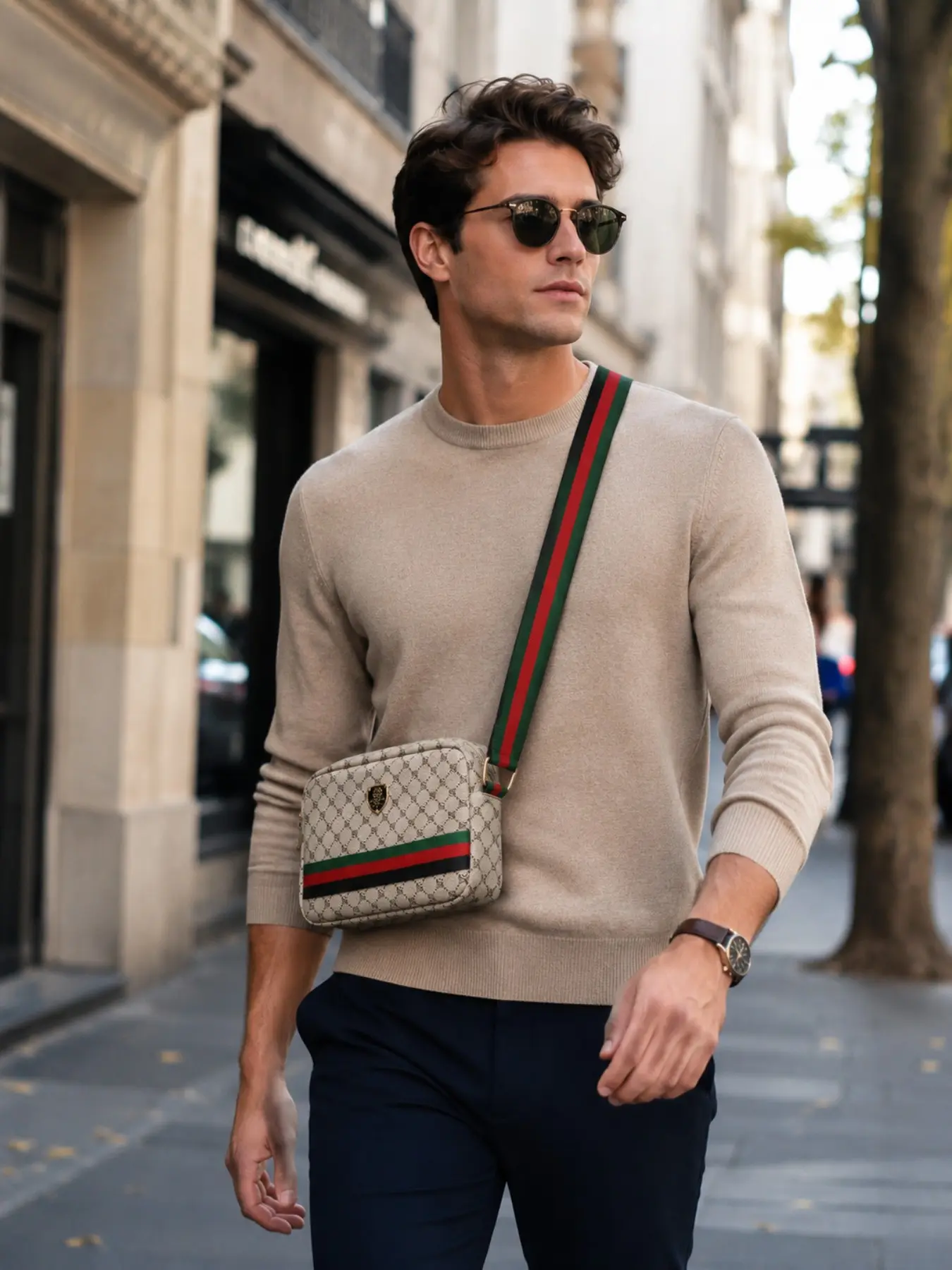 High end fashion men's shoulder bag, casual versatile crossbody bag, work commuting business men's bag, crossbody bag shoulder bag, mobile phone bag, Adjustable shoulder bag, wide shoulder strap design that can be flexibly adjusted in length