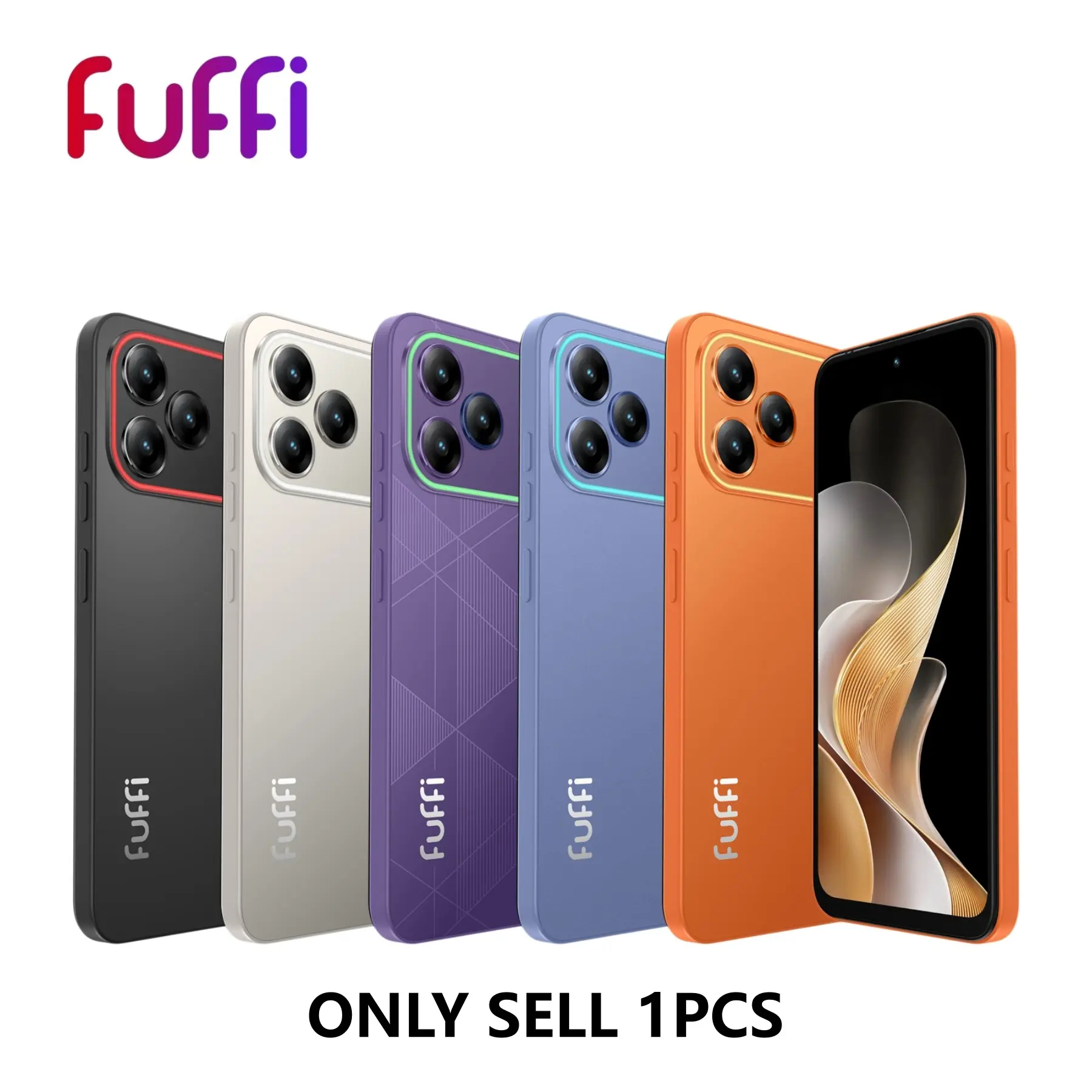 FUFFI smart phone with a 6.67-inch high-definition screen, 4GB RAM, 32GB/64GB ROM, global 4G network, dual SIM dual standby, 4400mAh battery, 5MP + 16MP camera, and Android 12 operating system.