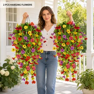 2pcs Large Realistic Spring Summer Exclusive Hanging Flowers, Lifelike Bouquet And Home Decor, UV Resistant for Indoor/Outdoor Holiday Decoration, And Various Holiday Ornaments, Artificial Flowers, Outdoor Decor, Home Decor, Decorative Vines