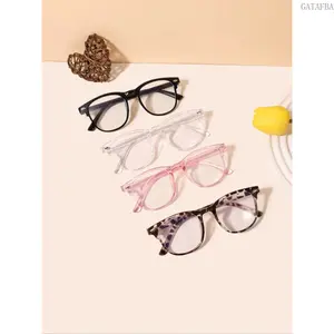 4 Pack Kids Tortoiseshell Rectangular Glasses, Lightweight Sturdy Fashion Eyeglass Frames, Skin Friendly Casual Eyewear for Children Daily Outfit & School Classroom Use
