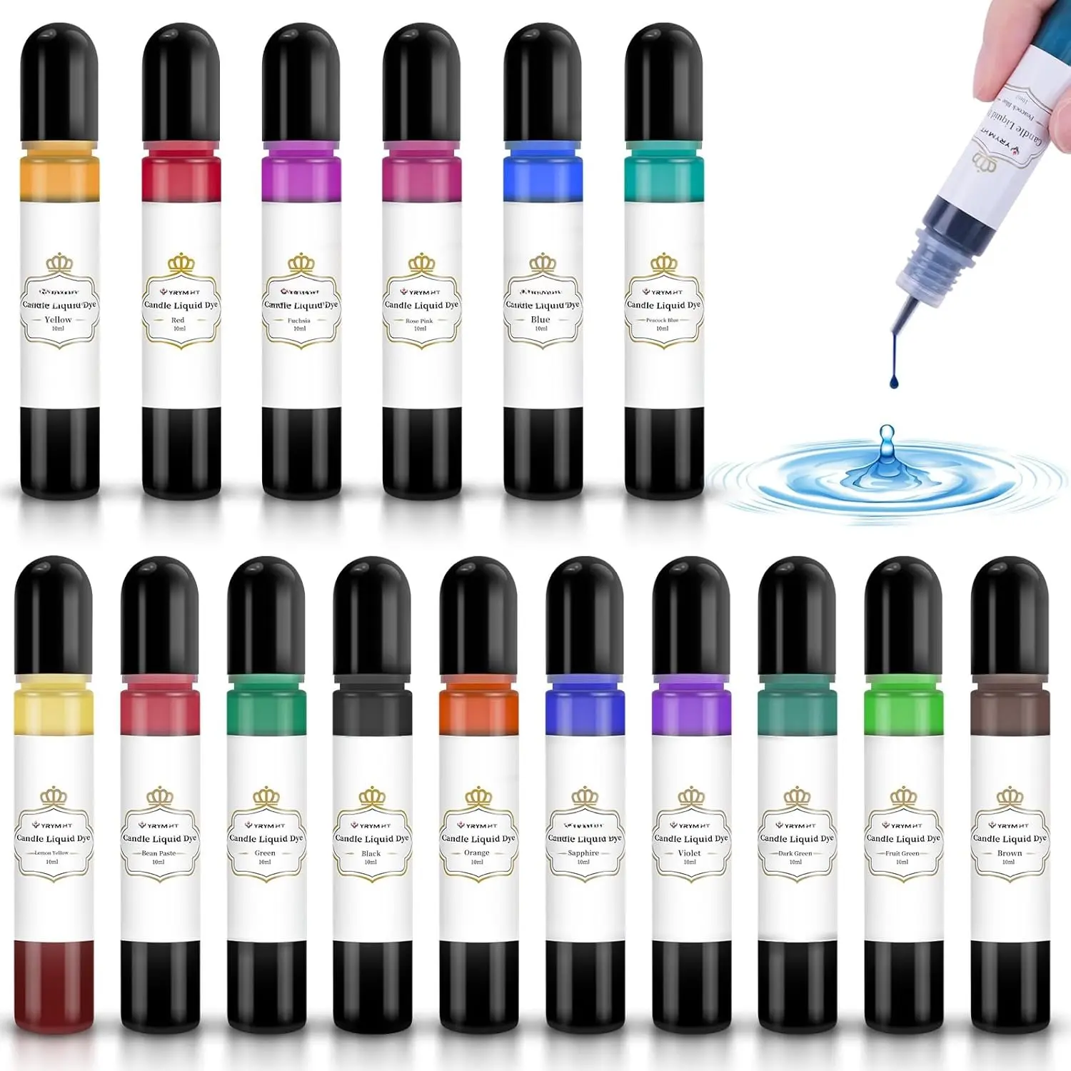 Candle Dye - 16 Popular  Colors Candle Making Liquid Oil-Based Dye for Wax - Safe and  (16 Bottle)