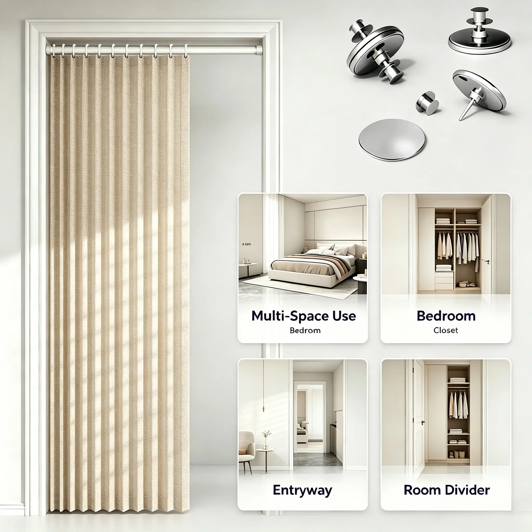 High-Quality Partition Door Curtain, Foldable Easy Storage, Hemp-Like Material, Wind-Resistant Waterproof, for Bedroom Kitchen Warehouse Bathroom, Curtain For Doorway