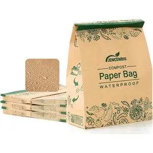 Compostable Paper Bag Leakproof Kitchen Food Waste Bag 30 Bags Waterproof Bin Liner with BPI Certified