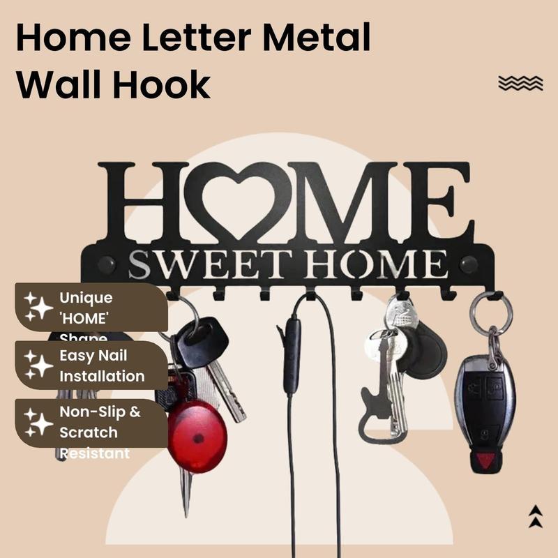 Home Shaped Wall Hook, Creative Keychain Organizer, Fashionable Iron Key Hook, Wall Mounted Key Holder for Bedroom Living Room Porch, Decor