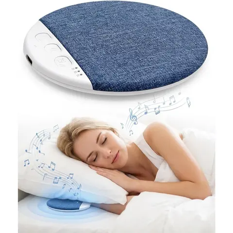 Ultra-Thin Bone Conduction Audio Speaker - 0.43in Thin, 0.1lb Light, Wireless Bluetooth 6.0 Portable Under Pillow Speaker with White Noise, 3 Auto-Off Timers, 20H Playtime, 50Hz, Built-In Batteries, Comfort Sleep Aid, Cool Gifts for Adults