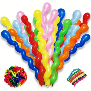 100pcs/Pack of Colorful Spiral Twisted Long Balloons, Mixed, Suitable Carnival, Play, Party, Birthday,, Classroom, Festival Decoration Gifts