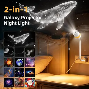 Galaxy Projector 2-In-1 Starry Night Light USB Galaxy Projector Night Light for Bedroom Hallway Ceiling Decoration (1 Lamp + 13 Pieces)