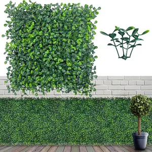 Artificial Grass Wall Panel Backdrop, 10" X 10" 12P(8.4 sqft) UV-Anti Greenery Boxwood Panels for Indoor Outdoor Green Wall Decor & Ivy Fence Covering Privacy