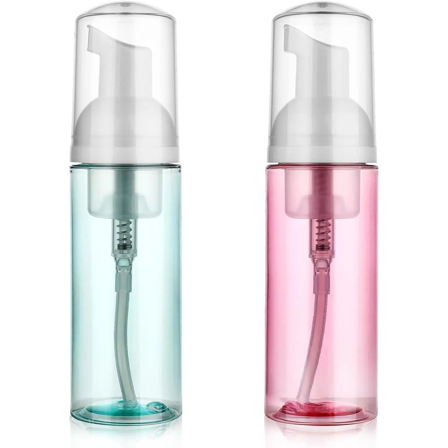 2 Pack Travel Foaming Pump Bottles 60ml/2oz Clear Plastic Refillable Foam Soap Dispensers for Face Wash, Lash Shampoo & Skin CareGift