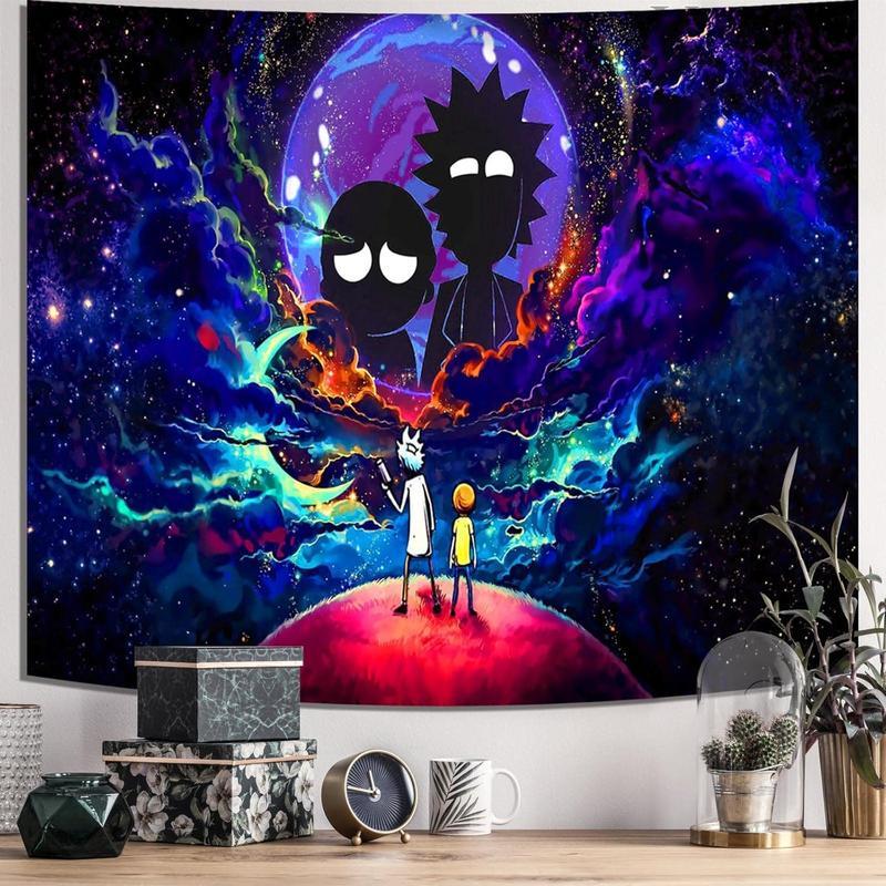 Trip-py Space Wall Tapestry Hippie Anime Poster for Bedroom Aesthetics Funny Galaxy Star Room Decor Flag Wall Hanging for Teen Girls Men Dorm Living Room